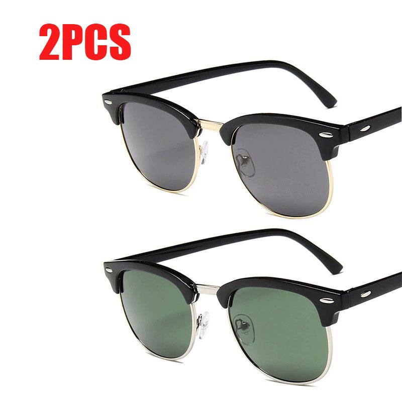

2 шт. классические солнцезащитные очки в полурамке для мужчин и женщин, модные солнцезащитные очки для мужчин, популярные очки для вождения