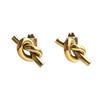 2099 Earrings Knot Birth Small Earrings Small Knot Metal Allergy Compatible Surgical Stainless Steel Leave-on 18K Gold Compatible Women's Silver Gold