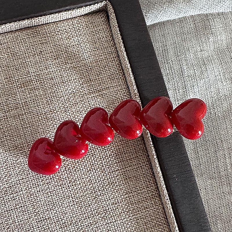 Sweet Red Heart Curved Bobby Pin Hair Clip - Versatile Side Clip & Duckbill Hair Accessory