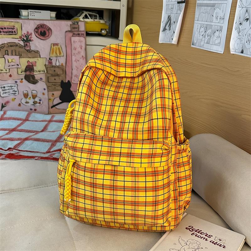Plaid Student Schoolbag Women's Lightweight Large Capacity Backpack