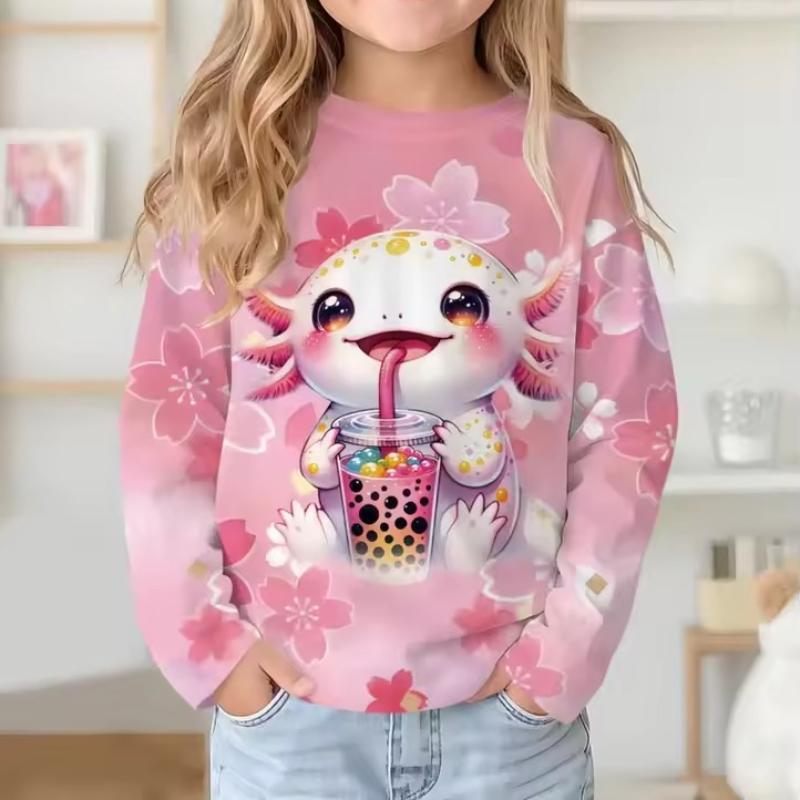 Tops Unisex Children's Cartoon Printed Cute Long Sleeved Soft Comfortable Top Men Women