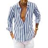 Men's Autumn Long Sleeve Striped Shirt Lapel Loose Tops Man Clothing
