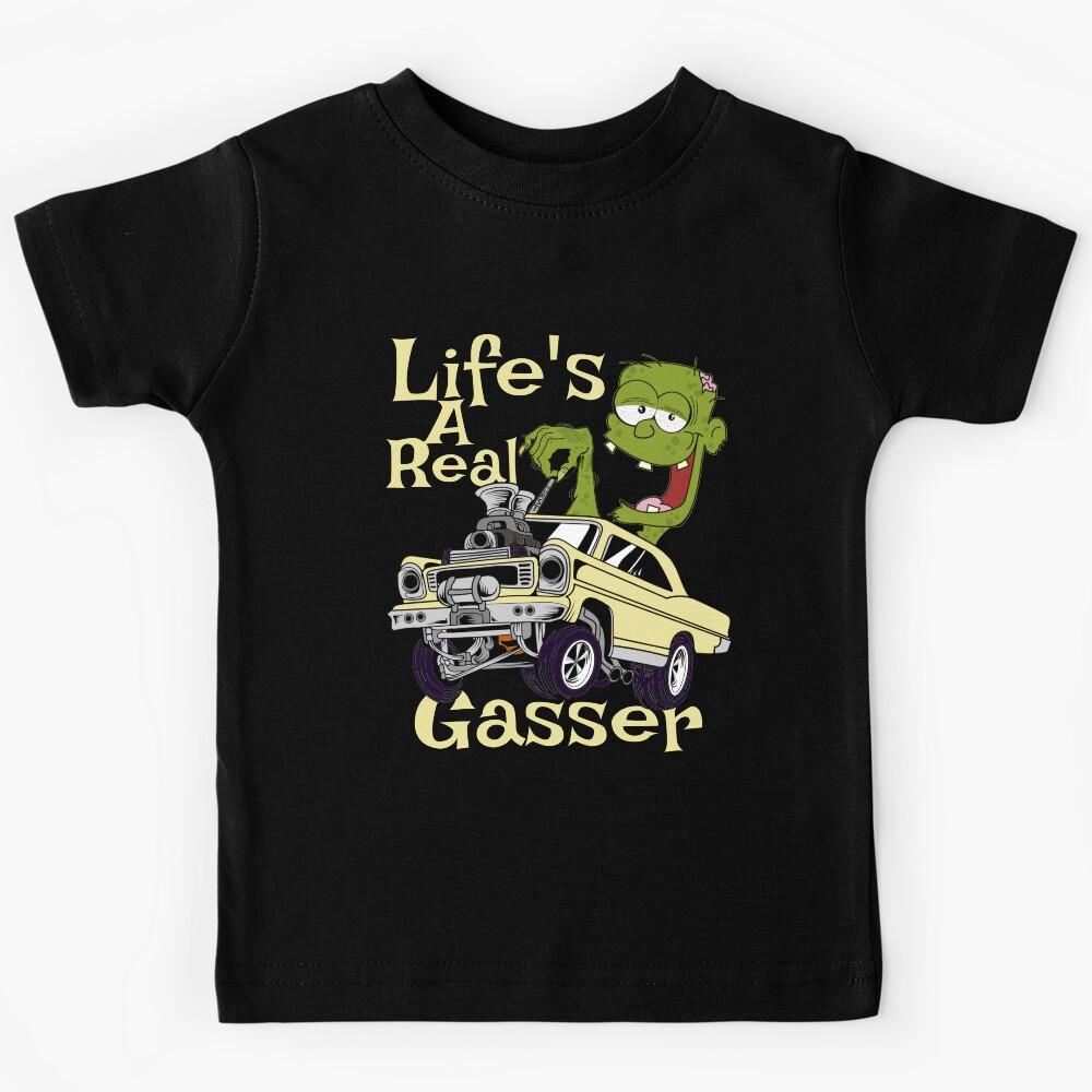 Hot Rod Gasser Cartoon Outlaw Drag Racing Blown Street Car Kids T-Shirt 120