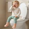 Kids Sun Baby White & Beige Non-Slip Toilet Training Seat Reducer with Hanging Hook