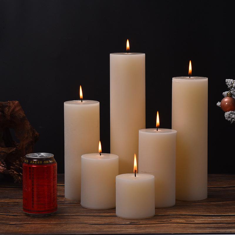 Classic Ivory Smokeless White Cylindrical Wedding Candles for Home and Restaurant Decor - Free Shipping
