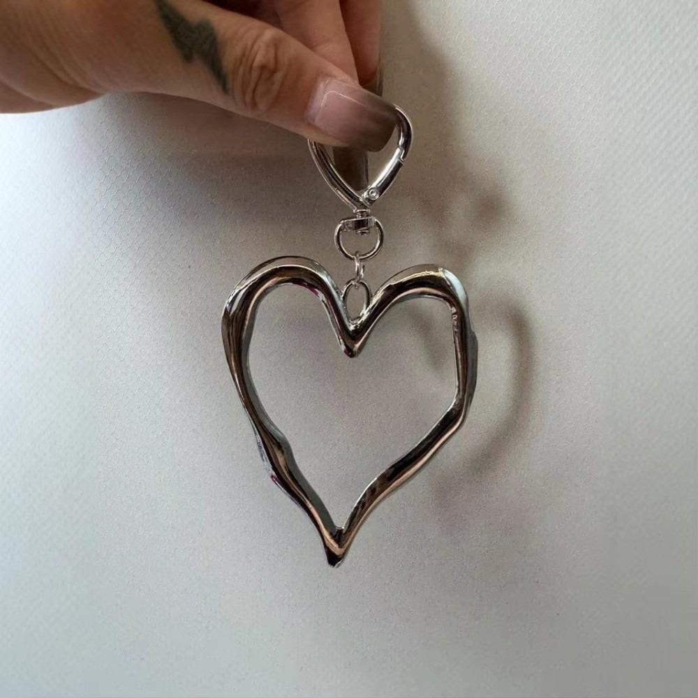 Punk Keychain Big Hollow Hanging Ornament Trendy Heart Pendant Cellphone Decoration