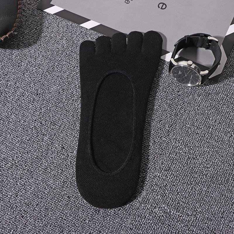 Summer Cotton Five Finger Socks For Men Anti-slip Silicone Invisiable Boat Socks Business Five Toed Socks Breathable Short Socks