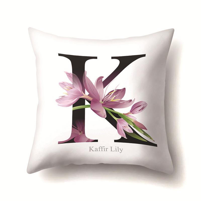 Leaf Sunflower Plant Letter Print Pattern Cushion Cover Home Living Room Sofa Decoration Square Polyester Pillow Pillow Cover