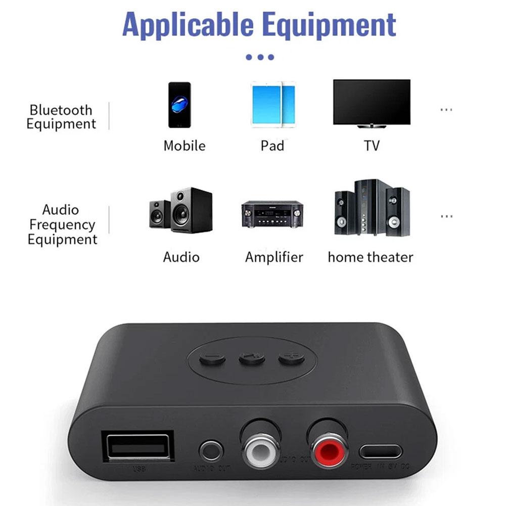 Bluetooth 5.2 Audio Receiver NFC U Disk RCA 3.5mm AUX USB Stereo Music Wireless Adapter With Mic For Car Kit Speaker Amplifier