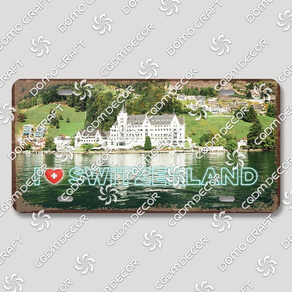 I Love Switzerland Poster License Plates Retro Alps Geneva Zurich Scenery Metal Tin Sign Cafe Living Room Home Wall Decor