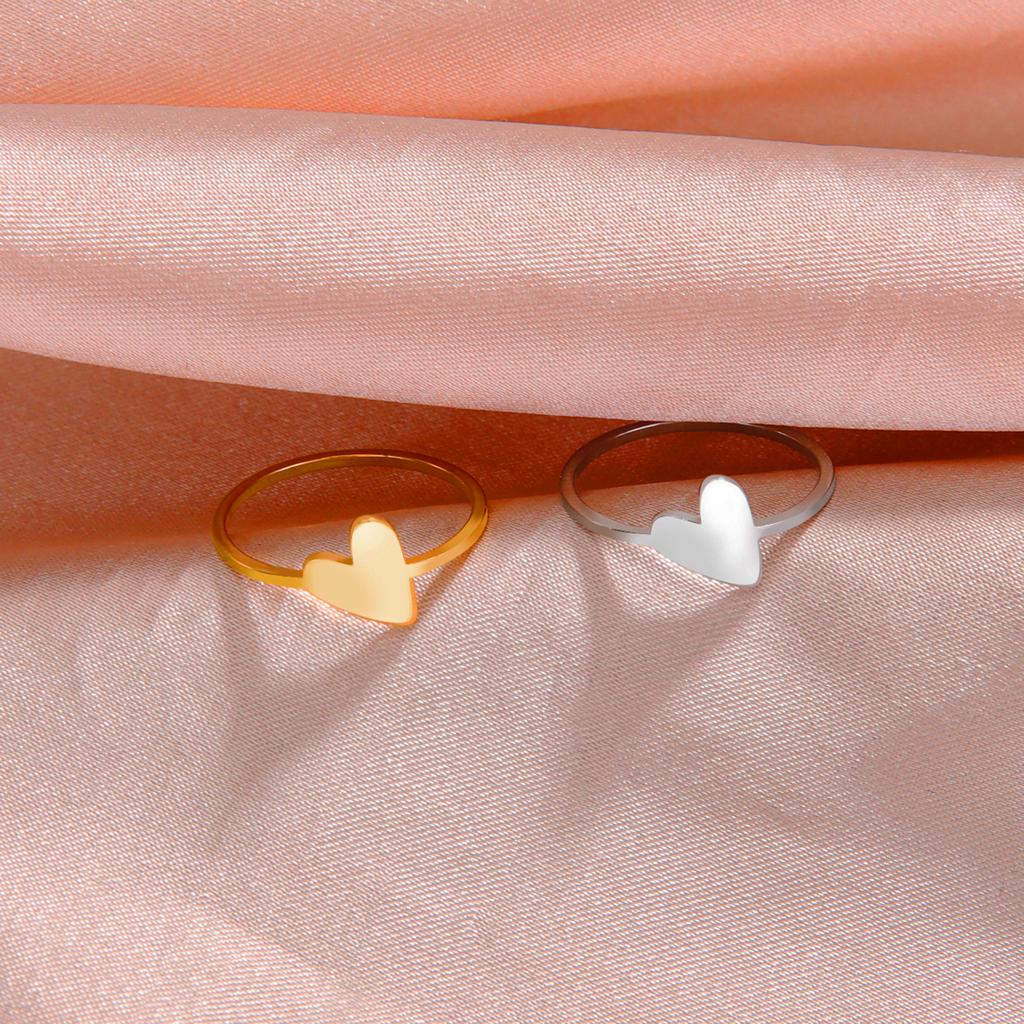 Mini Heart Ring Stainless Steel Gold Finger Rings Women Korean Simple Jewelry Wedding Anniversary Gifts In
