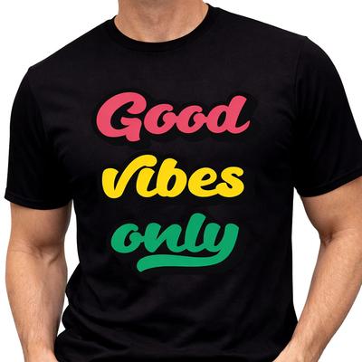 Good Vibes Only T Shirt Retro Typography Graphic Tee Positive Message Top