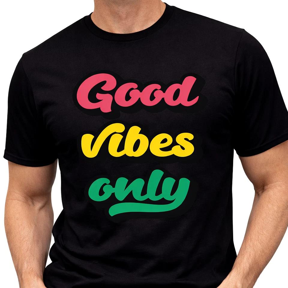 Good Vibes Only T Shirt Retro Typography Graphic Tee Positive Message Top M