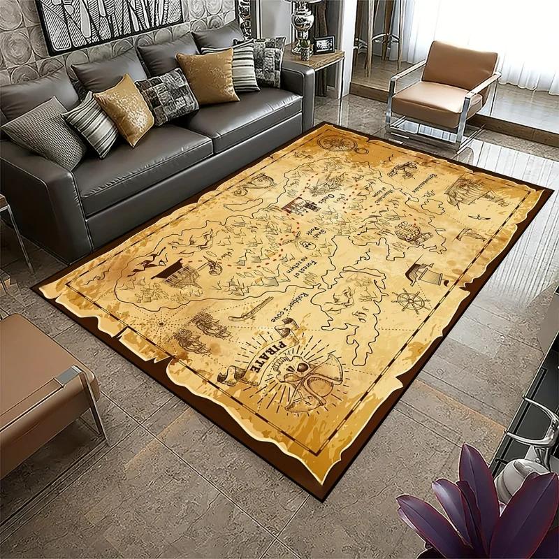 

Map Pattern Carpets For Living Room Decoration Pirate Treasure Halloween Home Office Decorative Rugs Kitchen Bedroom Floor Mat 40x60cm