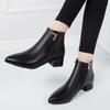Fashion Women Boots Casual Leather Low High Heels Spring Shoes Woman Pointed Toe Rubber Ankle Boots Black Red Zapatos Mujer785