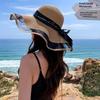 Fashion Flat-Topped Straw Hats Girls Wide Brim Sun Hat Outdoor Lace Bow Strap Lightweight Uv Protection Beach Cap