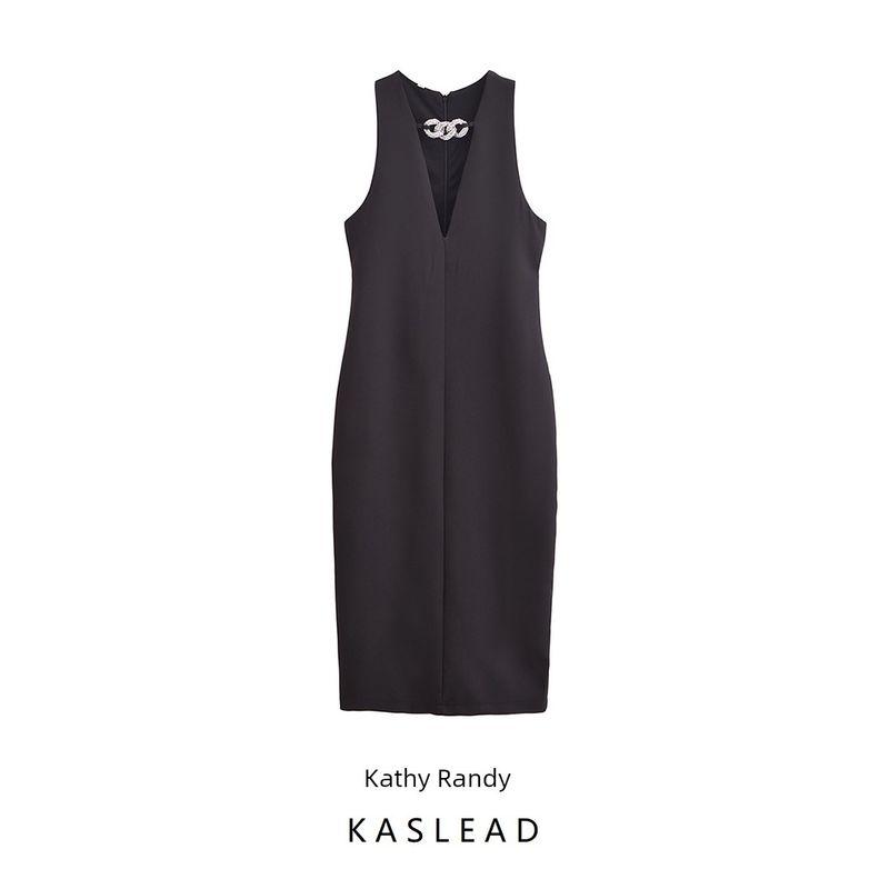 Kaslead New Arrival Women's Clothing Fashion Style Fashion Minimalist Jewelry Inlaid Dress 3152249