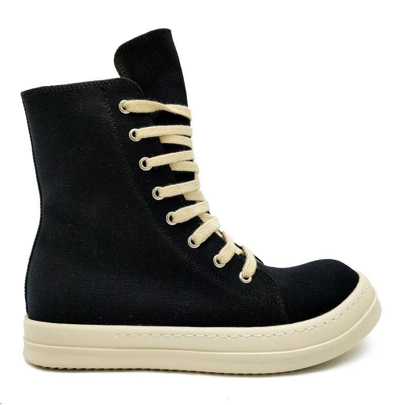 Quality Designer High Top Board Shoes Thick Sole Brand  Heightened Black Shoes Versatile Canvas Shoes Women's Boots