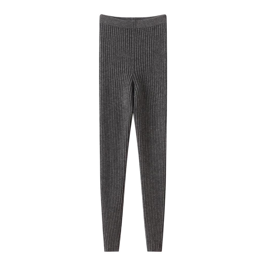 Women's Autumn & Winter Cashmere Knit Base Layer Pants - Soft, Comfortable, Warm, Solid Color, Striped Versatile Fashion.