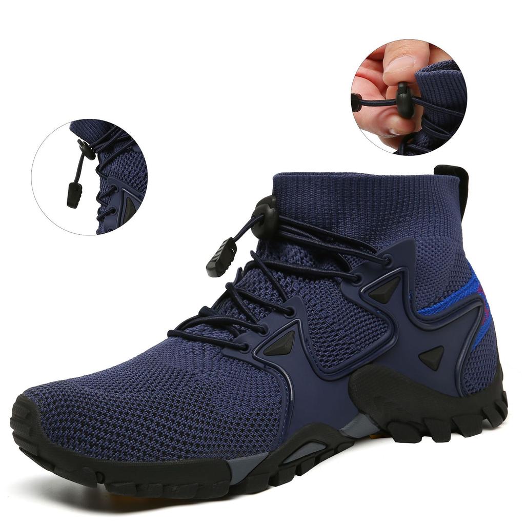 Slip-on Outdoor Sports On Foot Mountaineering Upstream Sneaker Plus Size Platform Mesh Surface Breathable Flyknit Shoes Men and Women