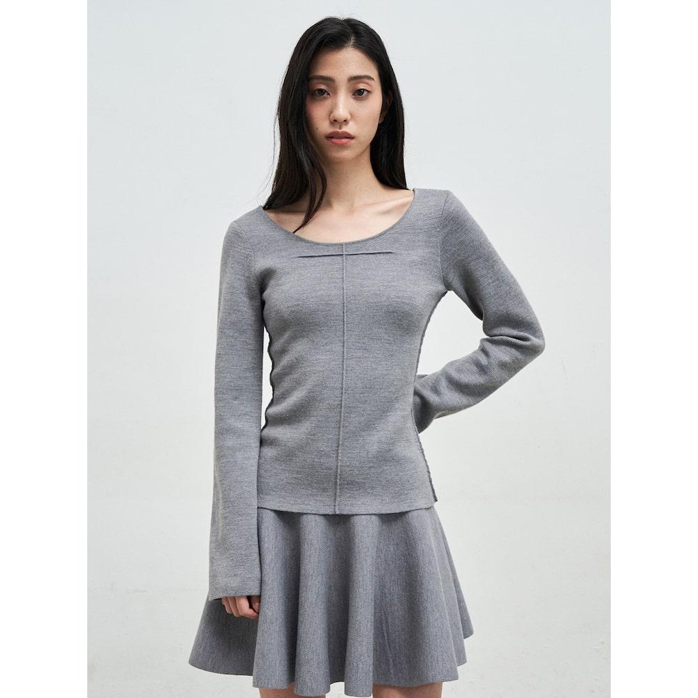 Anggae Scooped Neck Pullover Gray