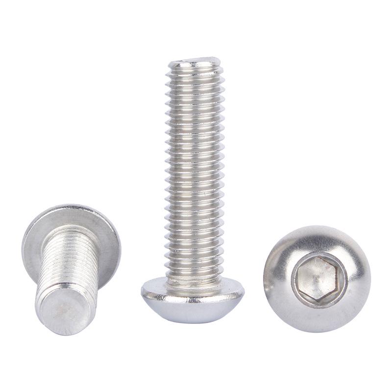 Semicircular Head Hex Socket Screws, 304 Stainless Steel M2-M12, ISO7380 Machine Thread Bolts