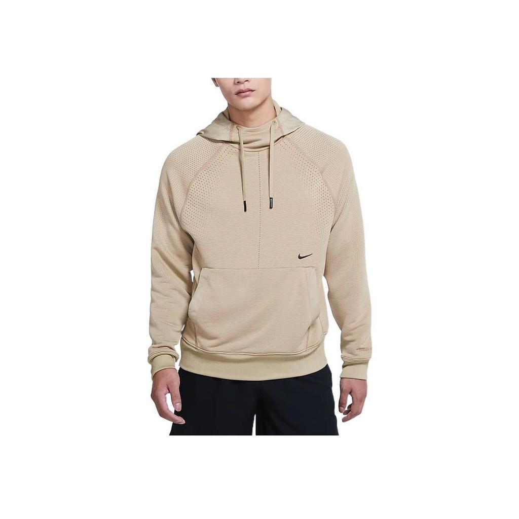 Nike Solid Color Print Logo Kangaroo Pocket Long Sleeve Sweatshirt Men Tops Khaki DQ4851-250