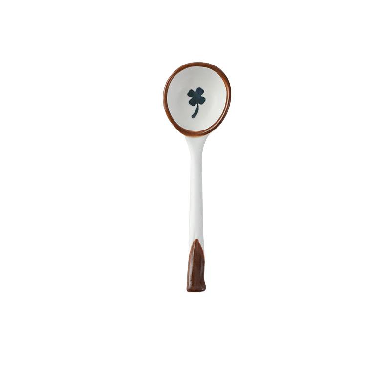 Japanese Ceramic Long Handle Small Spoon Household Internet Celebrity Cute Strawberry Spoon Soup Spoon Rice Spoon Cartoon Meal Spoon