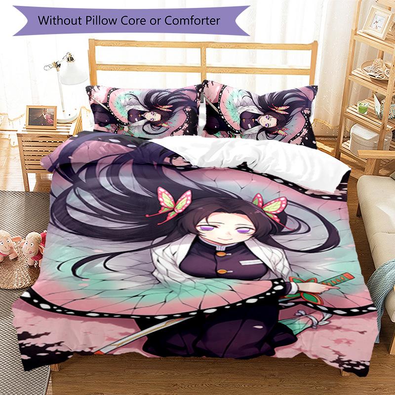 3pcs Demon Slayer Characters2 Pattern Bedding Set Duvet Cover Set Includes Duvet Cover &pillowcases, Perfect All Season Bedroom Decoration & Gift