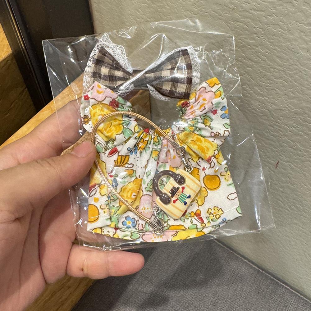 For Korea Kpop Exo Labubu Idol Dolls Jean Dress Big Bowknot Doll Clothes Kids Gift 15-17cm Cute Mini Clothes Doll Accessories
