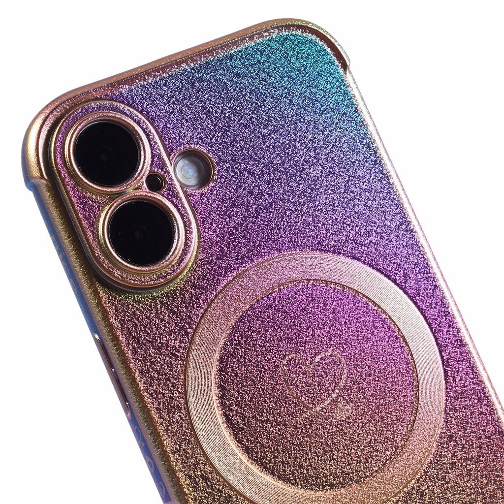 Für iPhone 16 Magnetische Hülle TPU Farbverlauf Galvanisierte Handyhülle