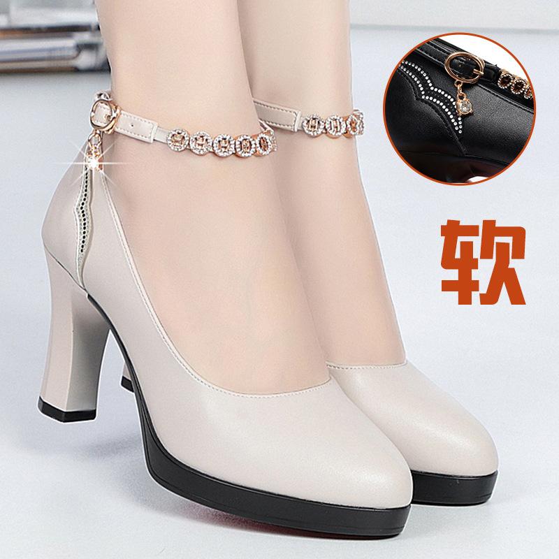 

Fashion Women Grace Soft Leather Pointed Toe High Quality Spring & Summer Office High Heel Shoes Casual Sweet Comfort Party Pumps 35