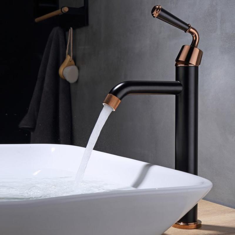 Roségold Badezimmerarmatur Waschbeckenarmaturen Heiß & Kalt Messing Badezimmerwaschbeckenarmatur Aufsatzarmatur Waschtischarmatur Mischbatterie Wasserhahn