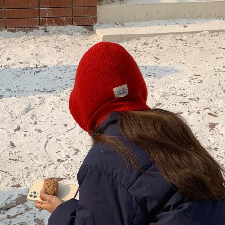 Fashionable Women Knitted Hat with Neck Coverage Unisex Teenager Protable Hat for Winter Sports and Leisures