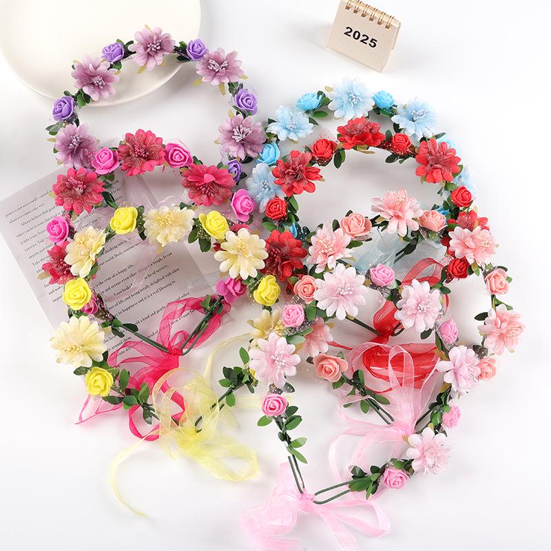 Rose Flower Wreath Headdress for Travel, Vacation, Bride & Bridesmaid