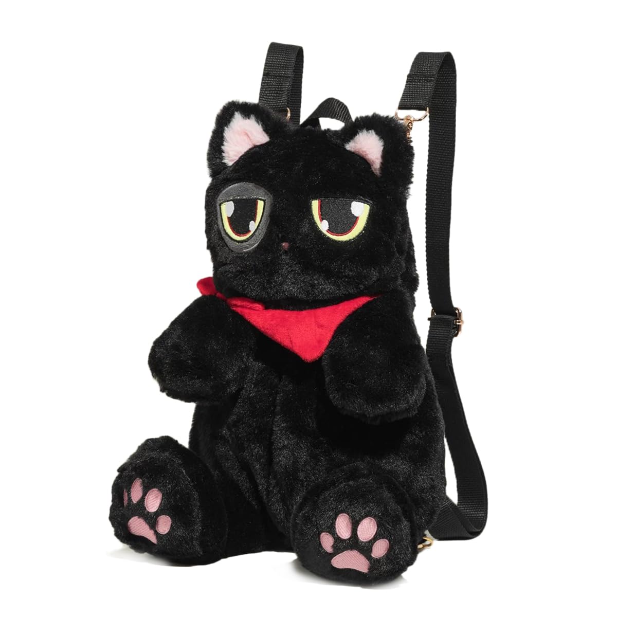 

GUFER Fluffy Cat Plush Bag, Black Cat Backpack, Lolita Style, Plush Rucksack, Shoulder Bag, Cute Cat Crossbody Bag