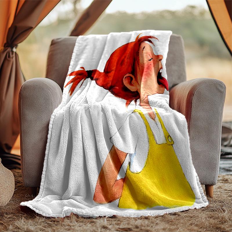 Pippi Coperta di Flanella Morbida Calda Coperta per Tutte le Stagioni, Design per Campeggio, Viaggio in Auto, Escursionismo Divano, Letto, Ufficio Regalo Perfetto per Feste