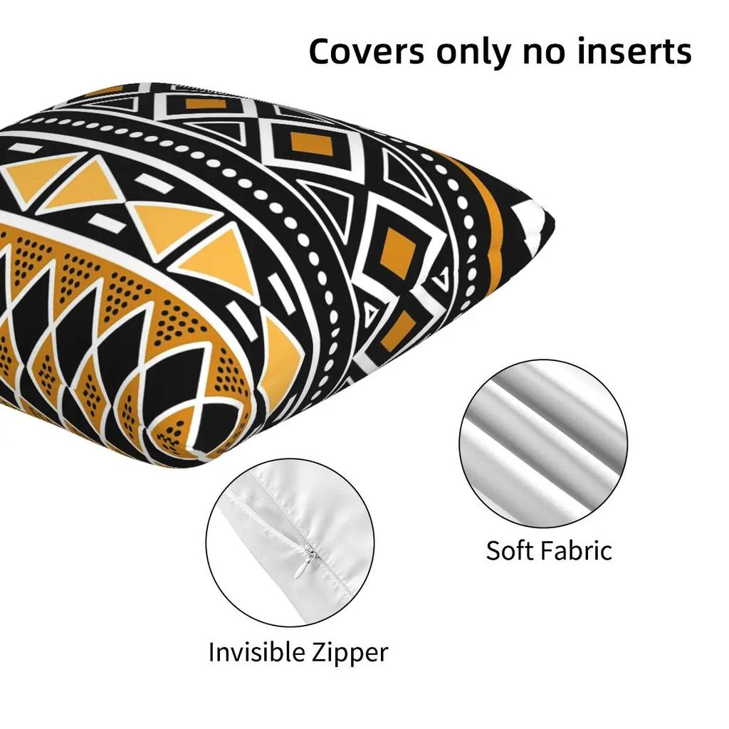 African Bogolan Africa Ethnic Tribal Art 2 Pcs Square Pillowcase Pillow Cover Cushion Zip Decorative Throw Pillow For Home Car
