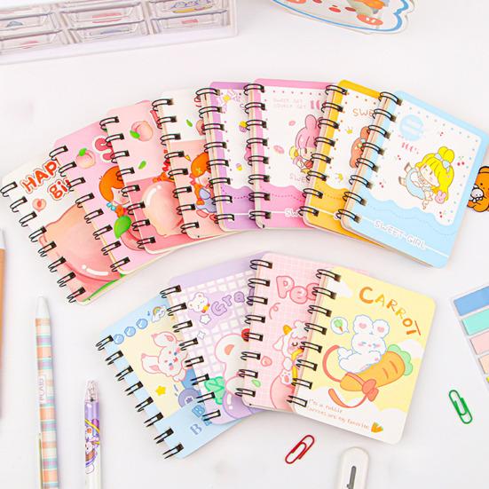 Mini Cartoon Spiral Notebook, 80 Pages Pocket Notebook, Portable Smooth Page Turning Journal for Study Notes