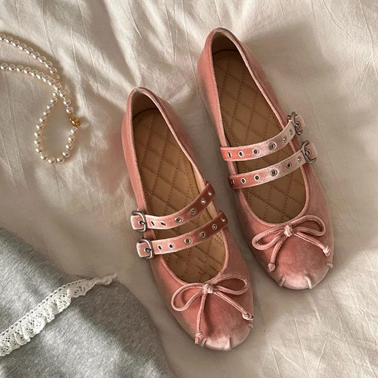 

Версия из овчины~ бархатные балетки Мэри Джейн на плоской подошве женские с двойной пряжкой и бантом ретро одинарные туфли 34