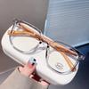 Women Fashion Glasses Frame Vintage Frames Men Retro Square Imitation Wood Grain Legs Spectacles