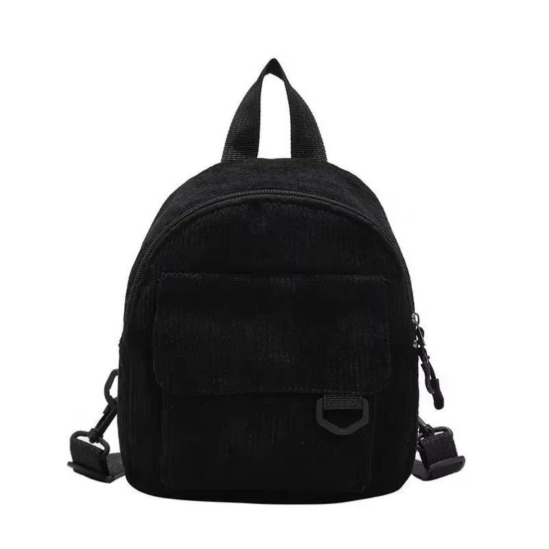 Women's Mini Backpack Fashion Solid Color Corduroy Small Simple Casual Traveling Large Capacity Kawaii Female's Schoolbag