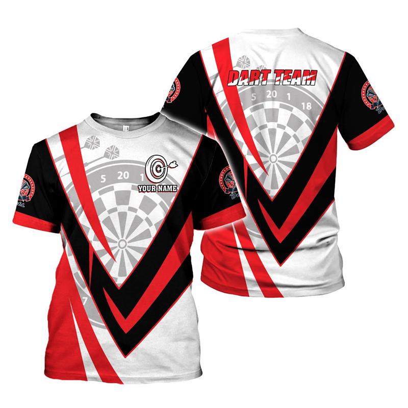 Camiseta Hombre Dardo Impresión 3D Personalizada con Nombre para Aficionados a los Dardos Camisetas Gráficas Tops de Verano Manga Corta Oversize Ropa