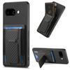 For Google Pixel 9a Case with Card Holder Kickstand Fiber Pattern Leather Back Cover