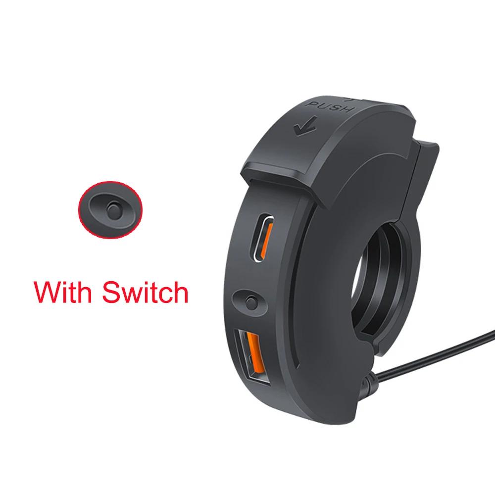 48W Motorcycle Fast Charger QC3.0 18W PD 30W Handlebar Charging Bracket Waterproof Bike Phone Charger 12/24V Socket Adapter