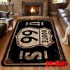 Tapis Plat Vintage Route 66 Flanelle Salle de Bain Antidérapant Tapis de Zone Route Américaine Rétro pour Salon Chambre Cuisine Bureau Décor