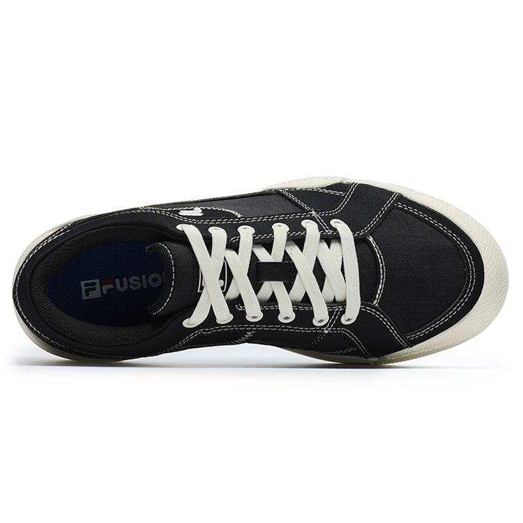 FILA Fusion Street Sports Fabric Synthetic Leather Casual Durable Low-Top Skate Shoes Women sneaker Black White T12W232311FBA