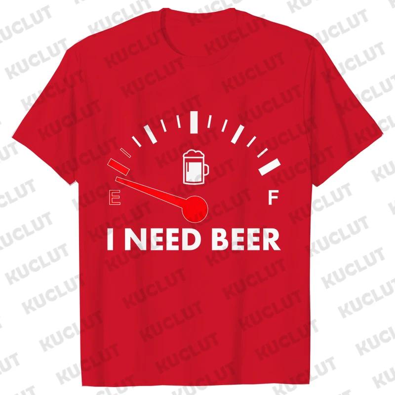 Men's Street Wear T-shirts Need Beer Graphic Tee Shirt Homme Funny Low Battery Need Beer Novelty T-Shirt Drinking Party Tshirts