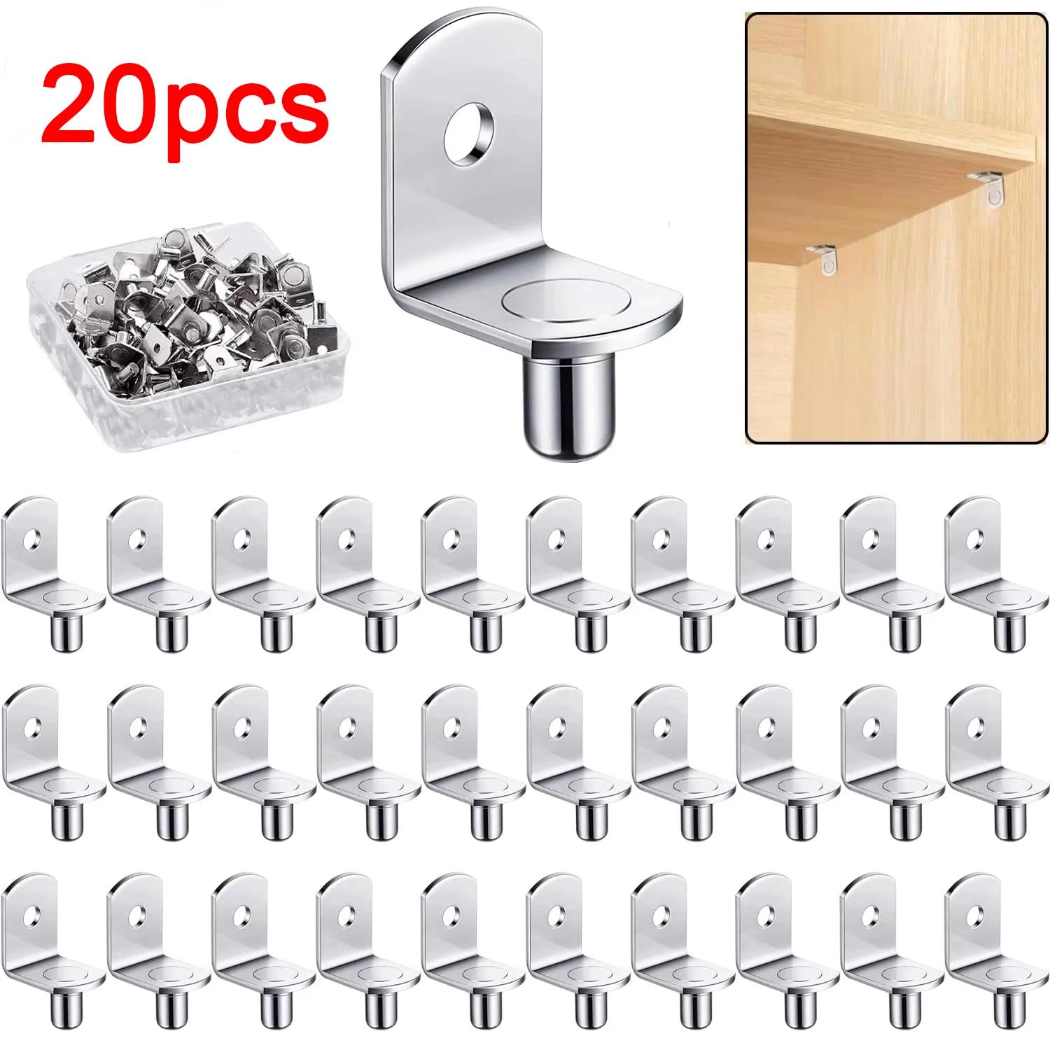 

20Pcs Shelf Brackets Support Studs Pegs Metal Pin Shelves Seperator Furniture Shelf Wall Mount Bracket Holder For Cabinet 1.7cm серебряный