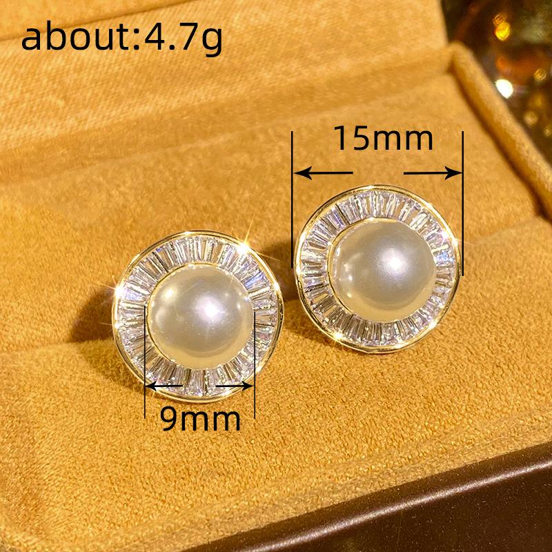 Cao Shi Trendy Irregular Round Stud Earrings: Imitation Pearl & Gentle Fragrance Style for Women